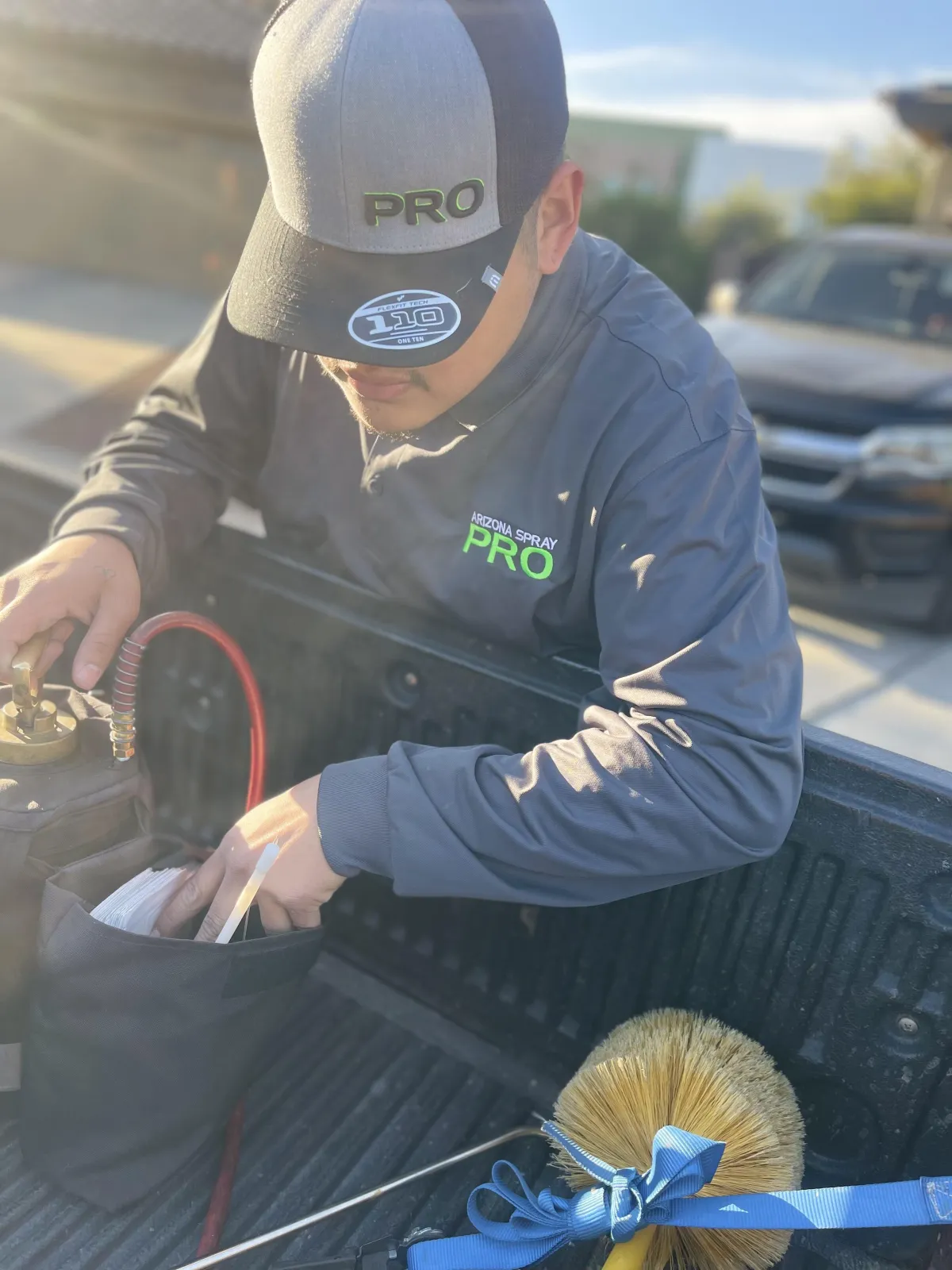 AZ Spray Pro technician preparing treatment equipment